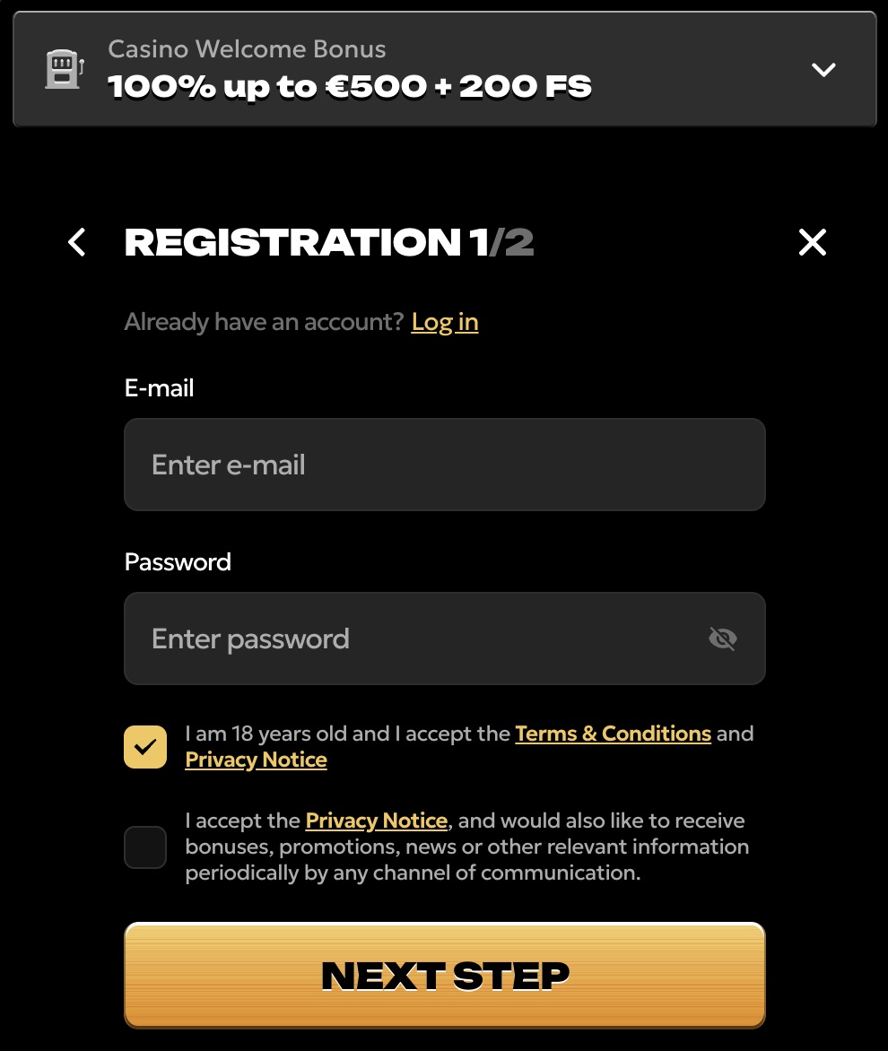Spinsy How to Register